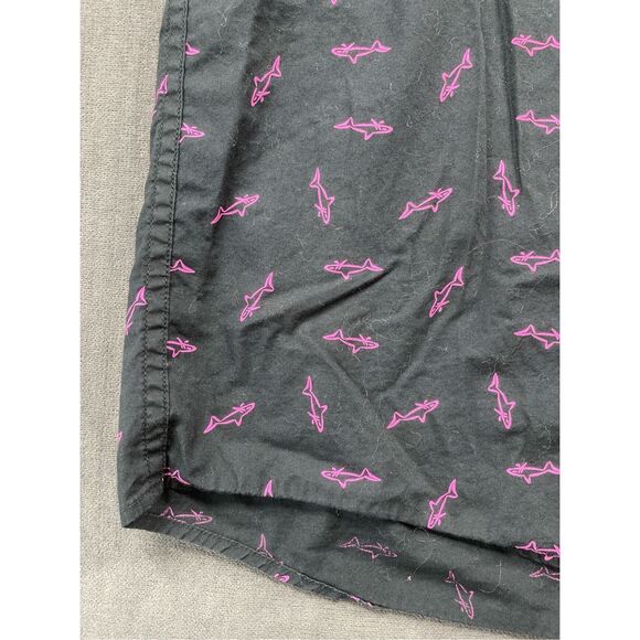 Bixby Slim Fit Shark Print Button Shirt Mens XL Black Neon Pink Coastal Casual - Picture 2 of 9